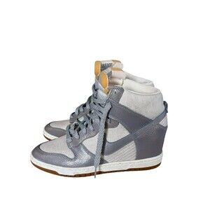 Nike Dunk Sky Hi Wedge Metallic Silver / Ice blue Gum Womens Size 9.5 543257-001
